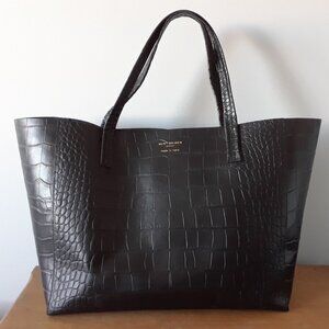 Kurt Geiger London Black Croc Embossed Leather Tote
